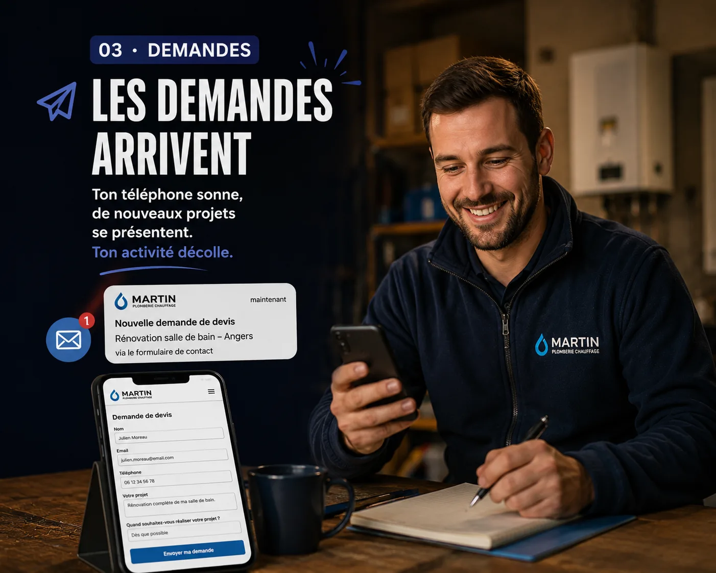 Recevoir des demandes : un parcours simple jusqu'au formulaire ou au téléphone